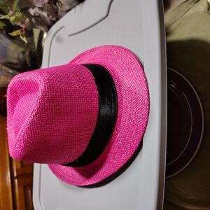 Stylish Pink Fedora Hat with Black Band